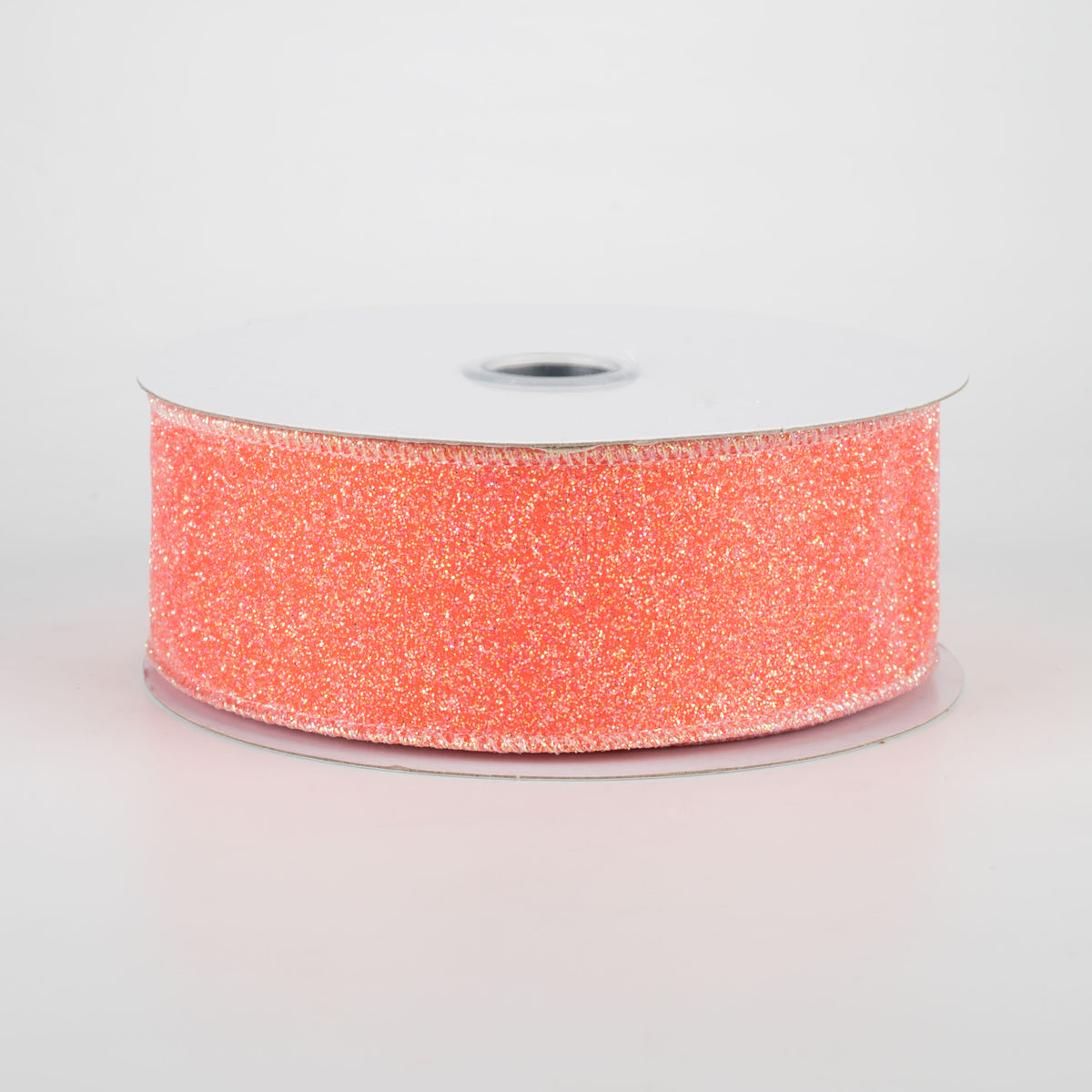 1.5" Iridescent Glitter Satin Ribbon: Orange (10 Yards)