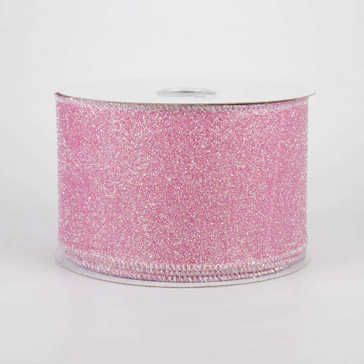 2.5" Iridescent Glitter Satin Ribbon: Pink (10 Yards)