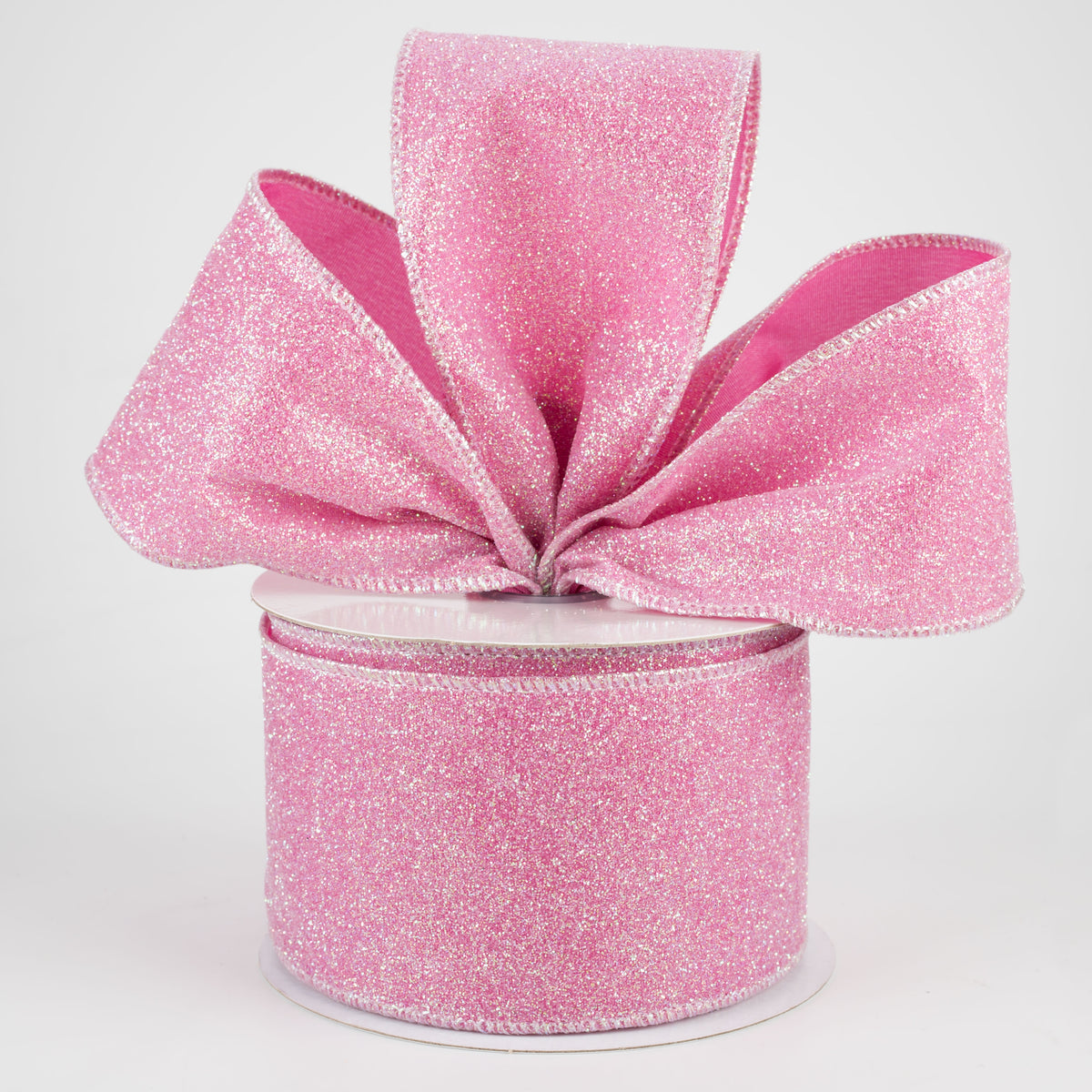 2.5" Iridescent Glitter Satin Ribbon: Pink (10 Yards) Lifestyle Photo