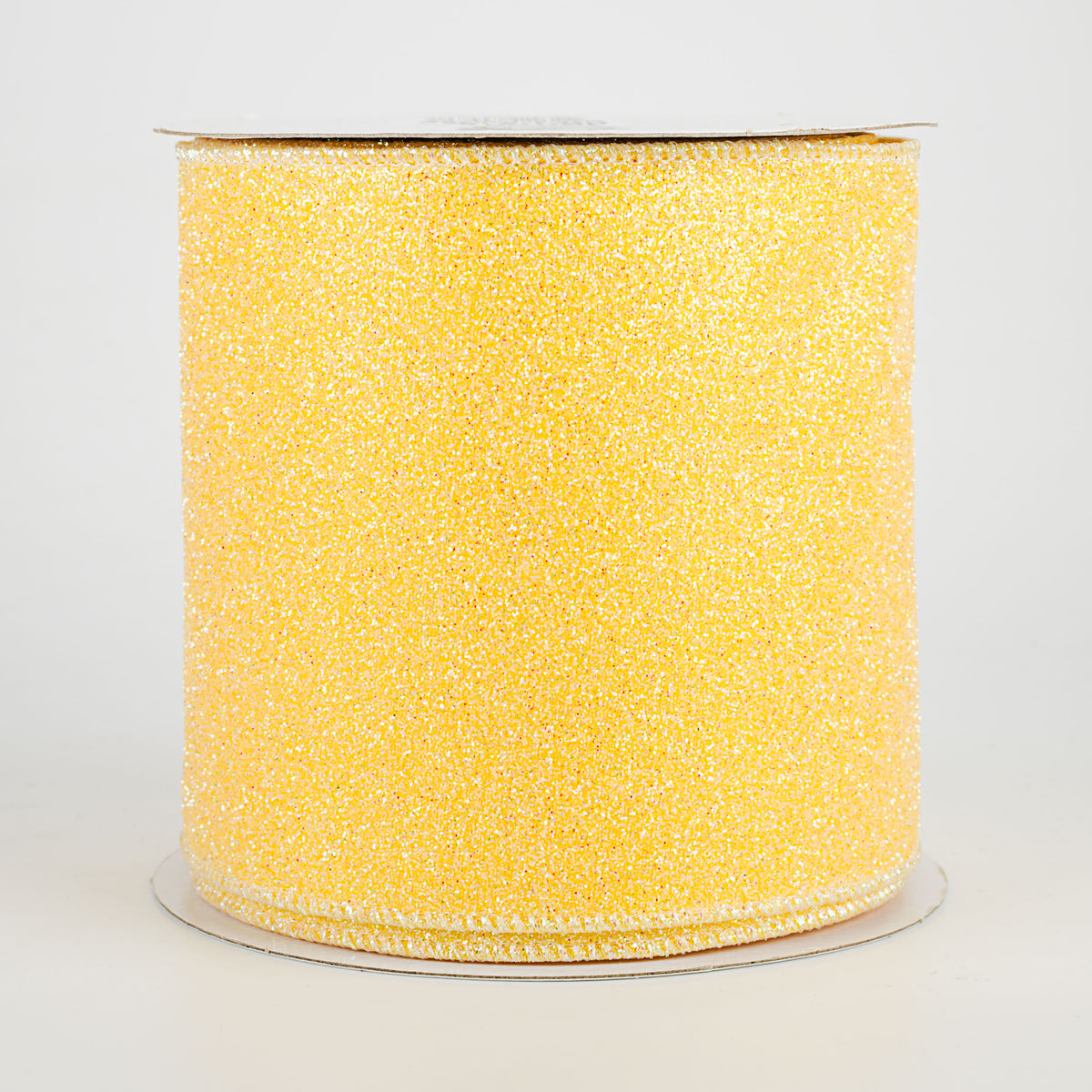 4" Iridescent Glitter Satin Ribbon: Yellow (10 Yards)