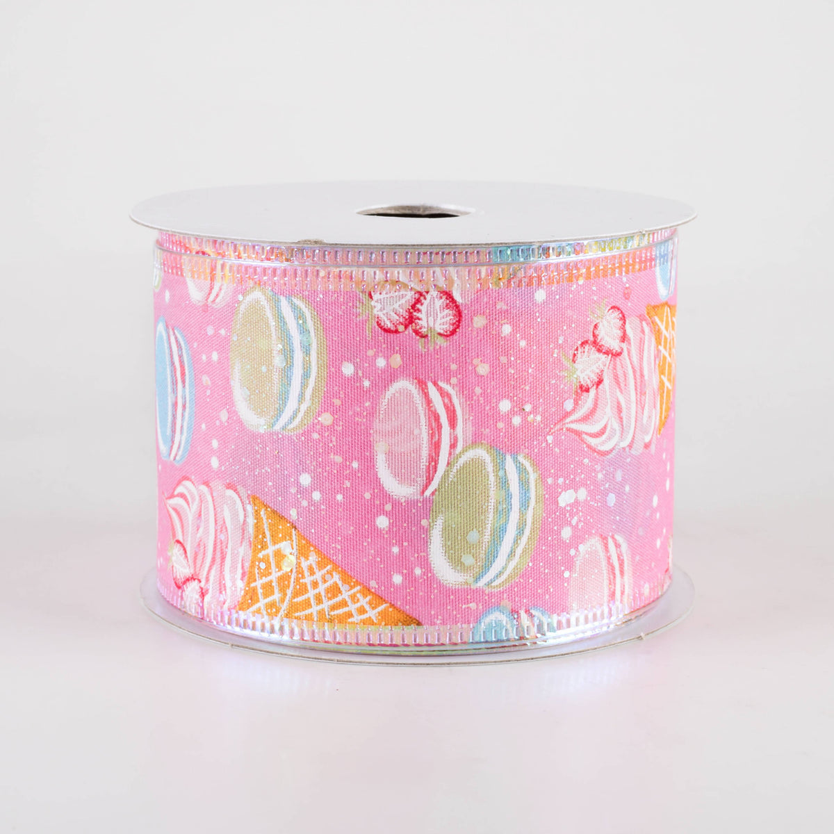 2.5" Iridescent Ice Cream & Macarons Ribbon: Pink (10 Yards) Item Number: 76464-40-03