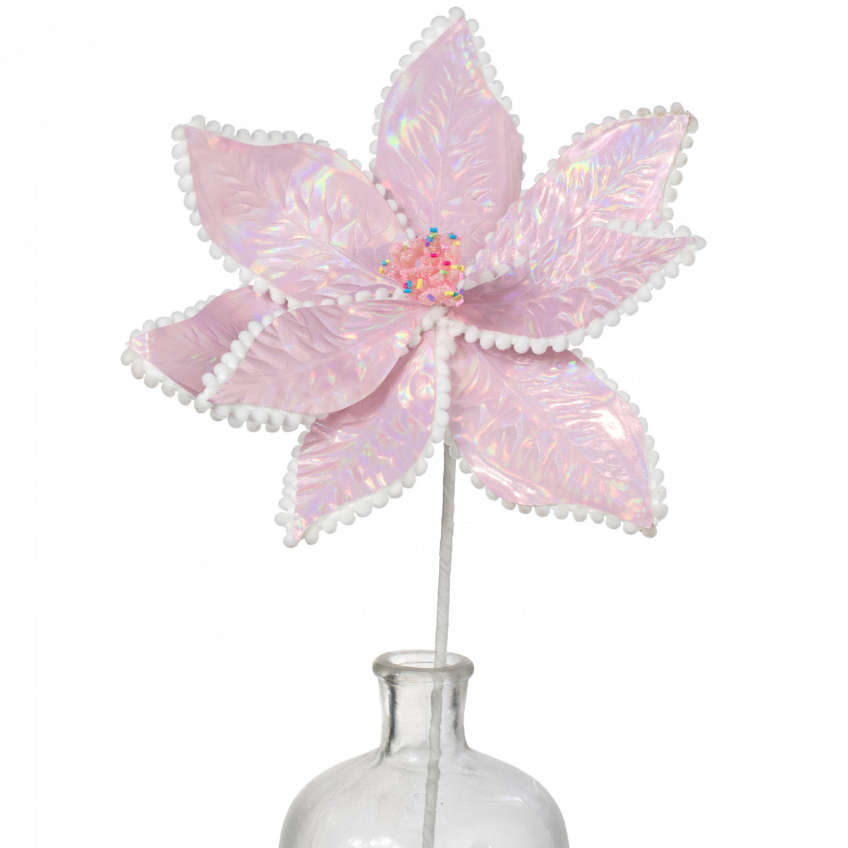 24" Iridescent Poinsettia Sprinkles Stem: Candy Pink Item Number: 86057PK