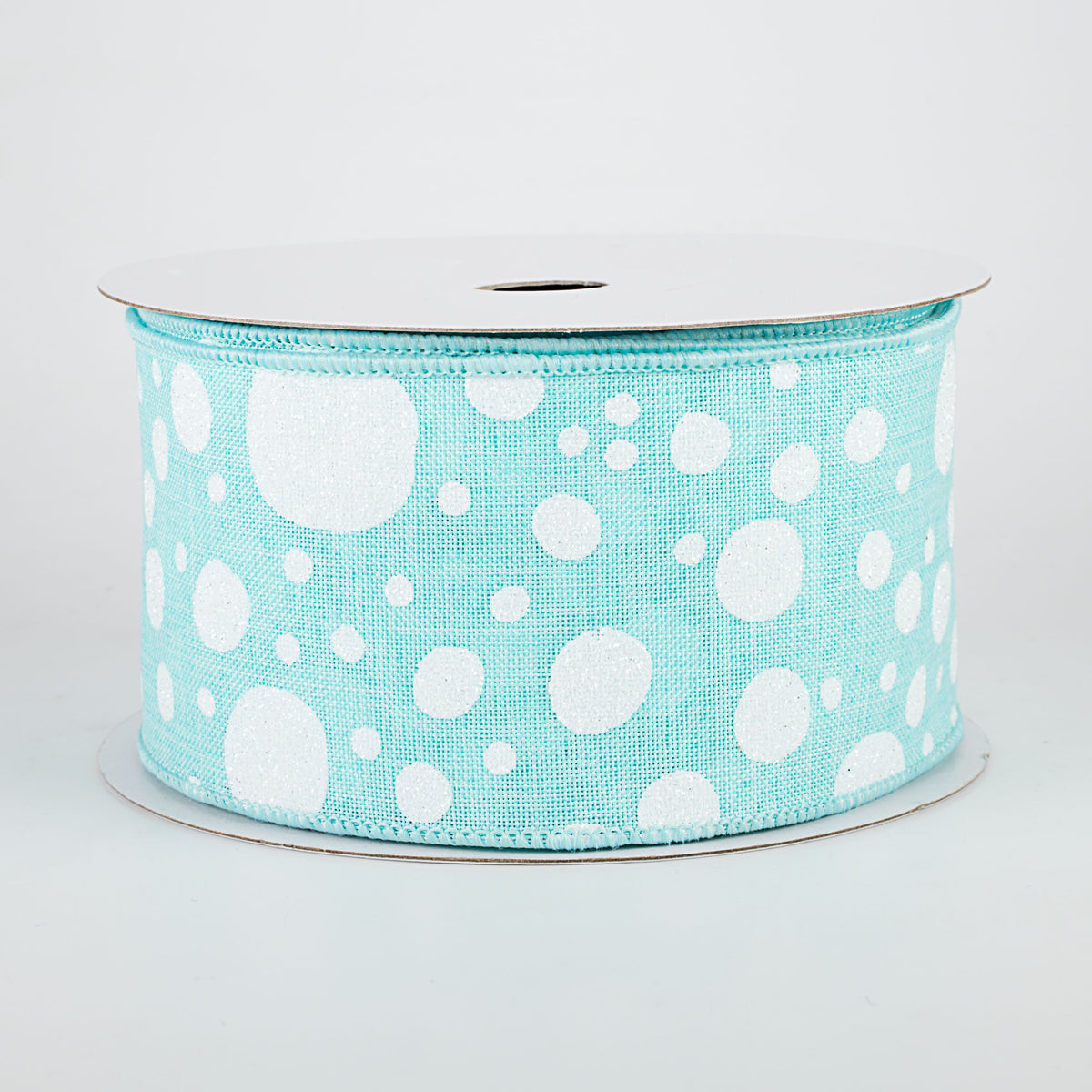 2.5" Irregular Dots Ribbon: Ice Blue (10 Yards)