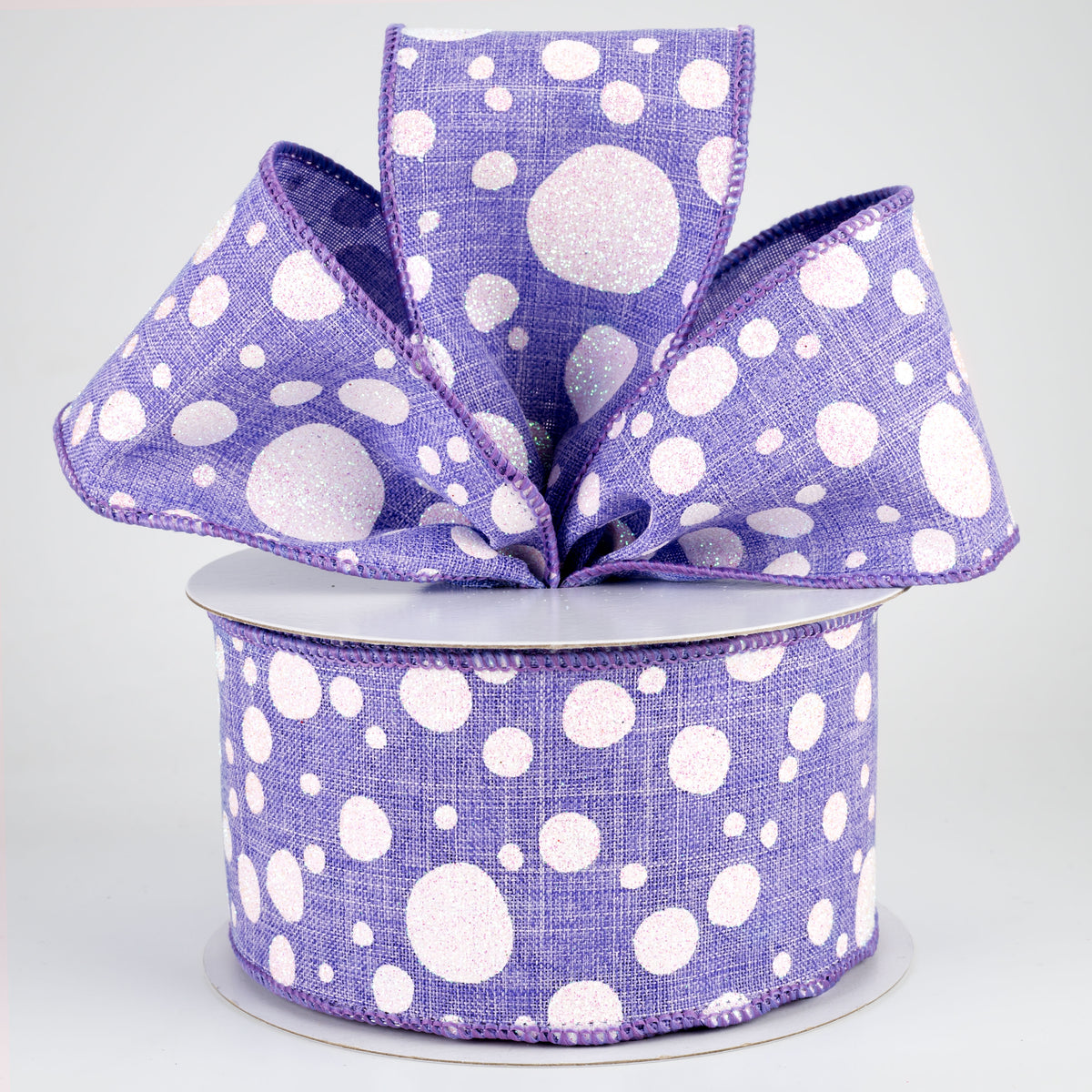 2.5" Irregular Dots Ribbon: Lavender (10 Yards) Lifestyle Photo