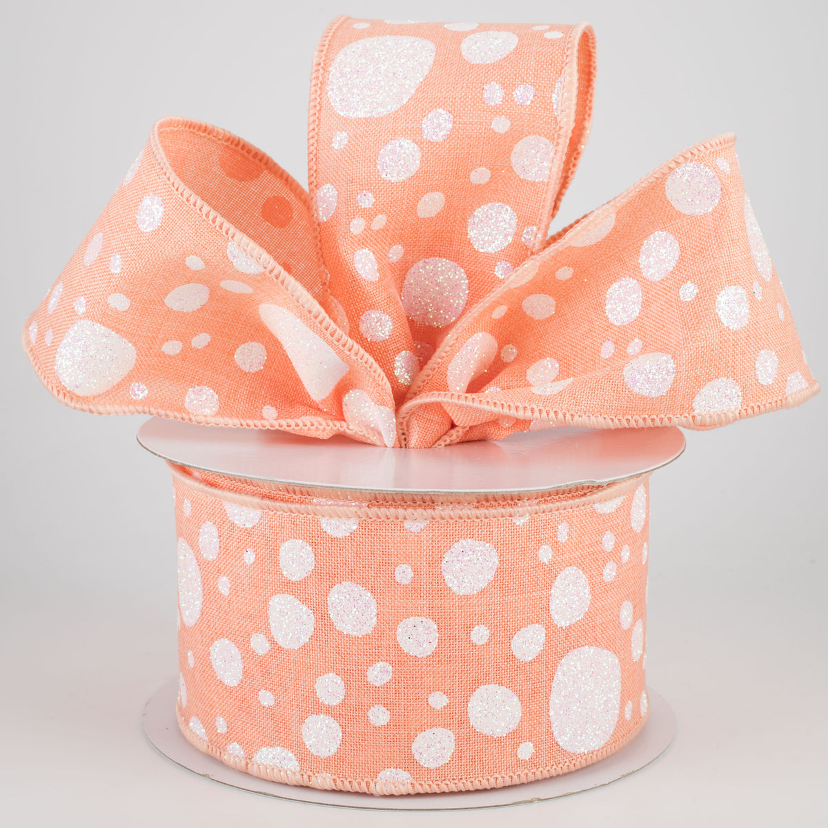 2.5" Irregular Dots Ribbon: Peach (10 Yards) Lifestyle Photo