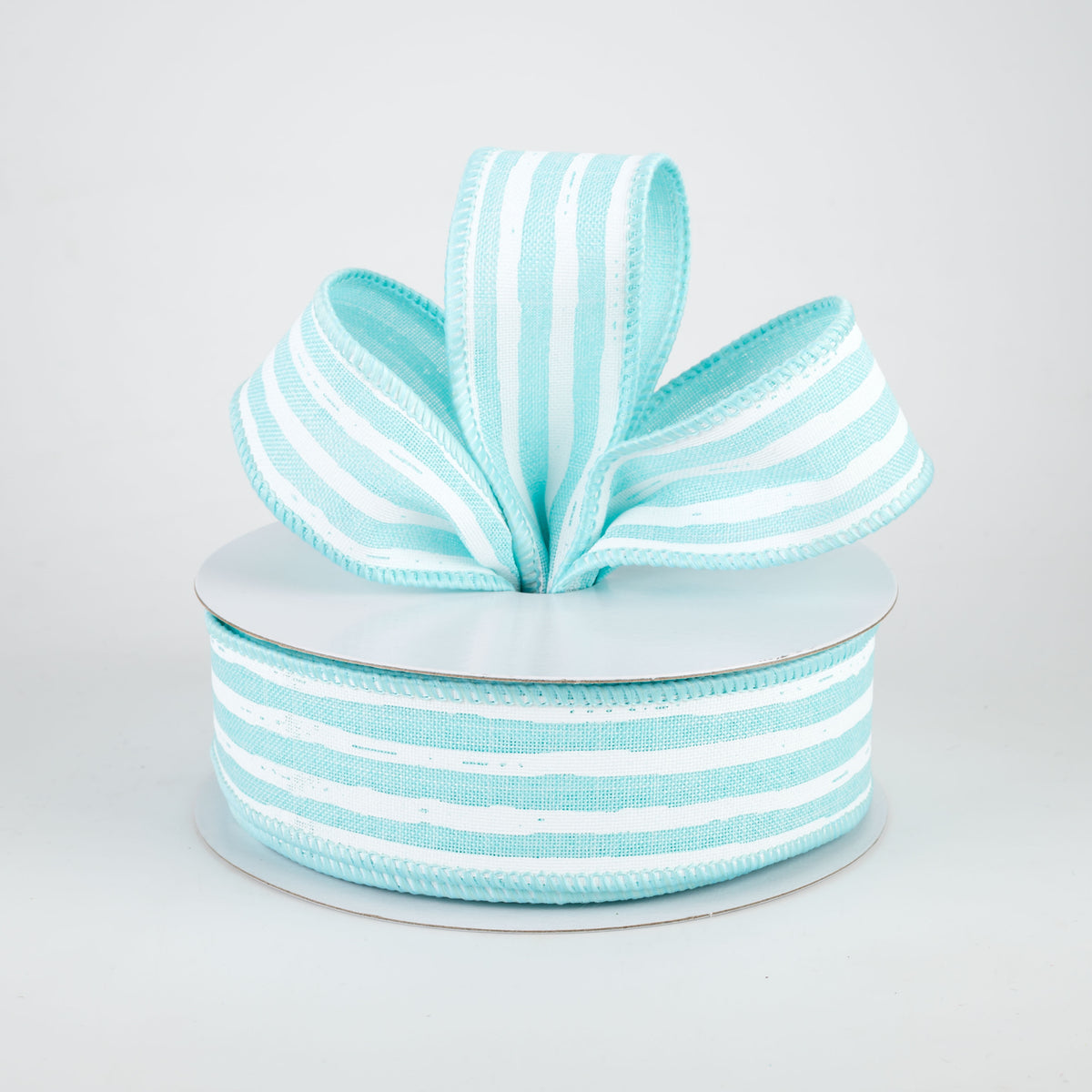 1.5" Irregular Stripes Ribbon: Ice Blue & White (10 Yards) Lifestyle Photo
