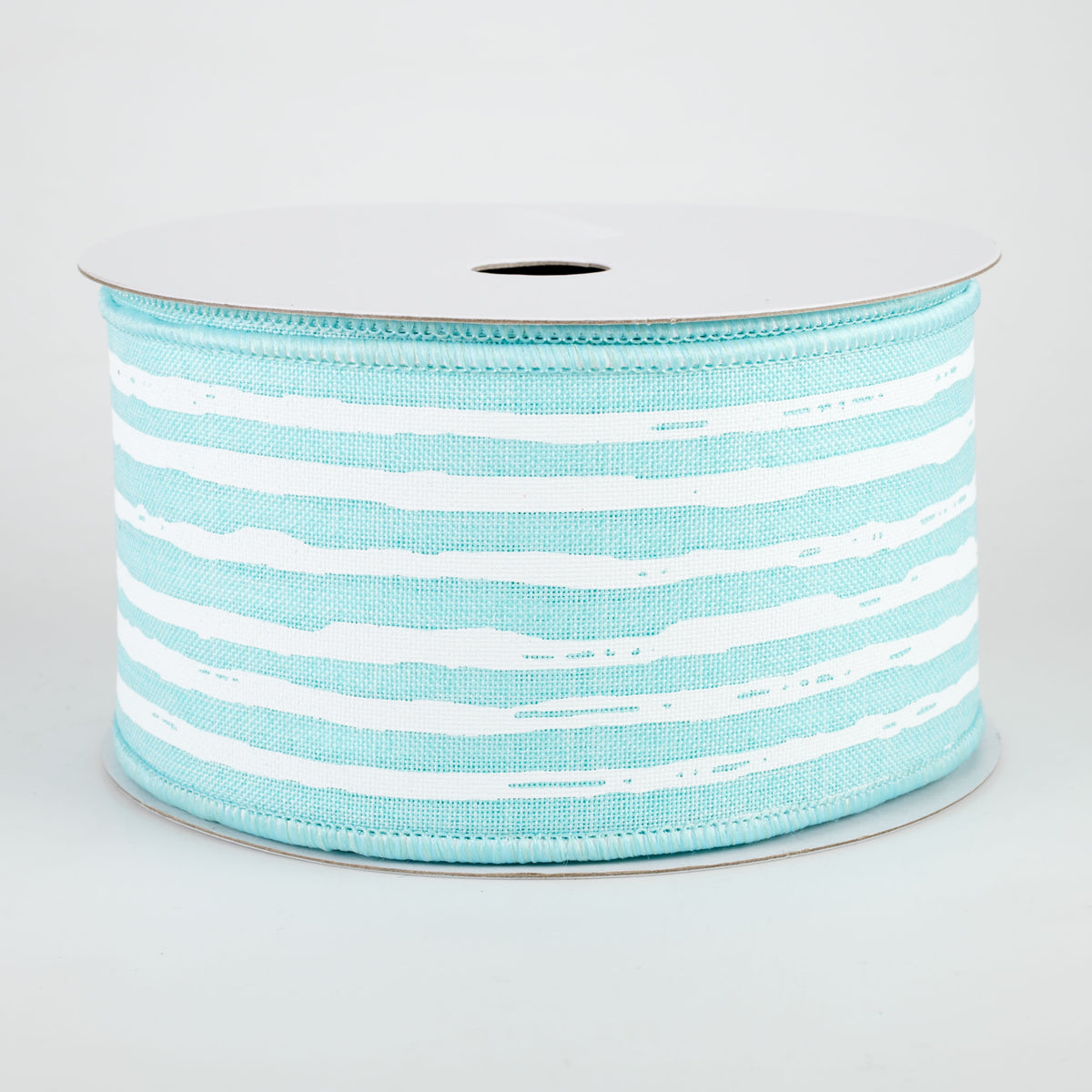 2.5" Irregular Stripes Ribbon: Ice Blue & White (10 Yards)