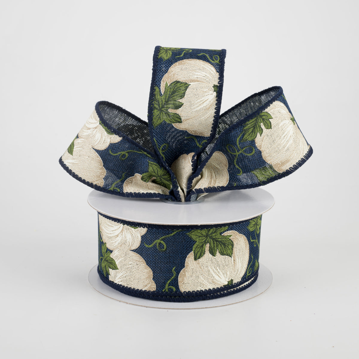 1.5" Ivory Pumpkin Ribbon: Navy (10 Yards) Lifestyle Photo