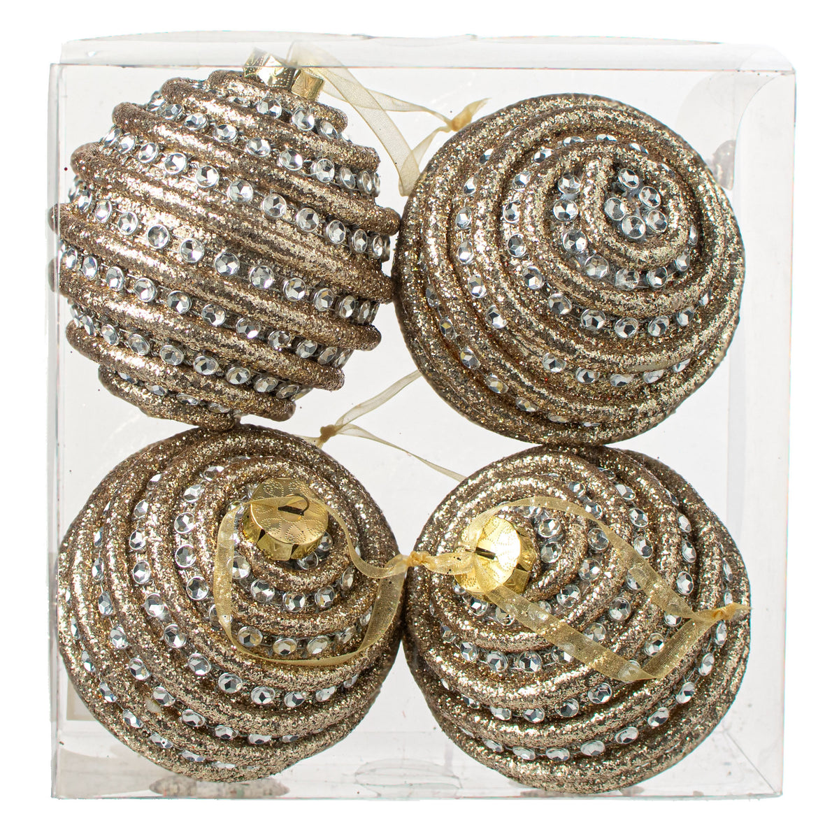 4" Jewel Ball Ornament: Champagne (Box of 4) Item Number: 156079