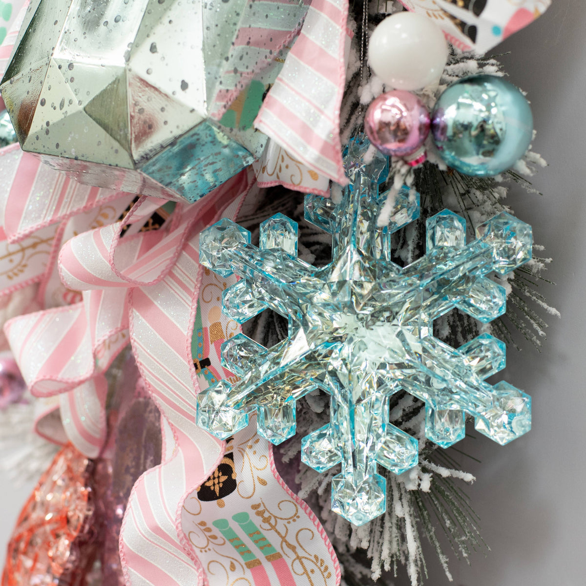 6" Jewel Snowflake Ornament: Aqua Blue detail photo 5