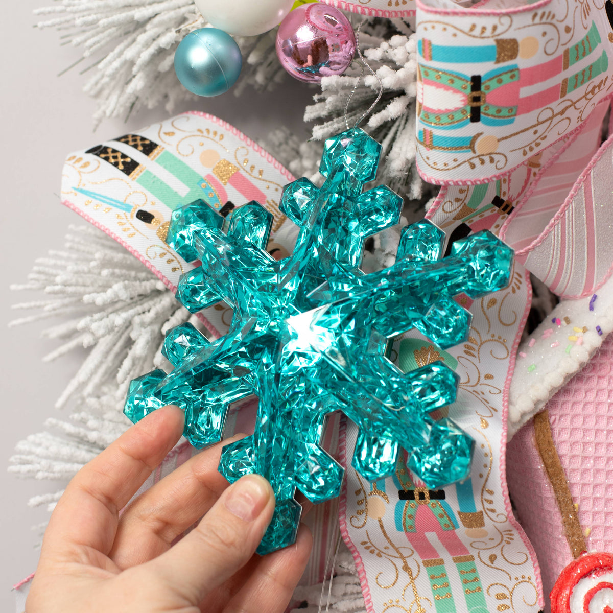 6" Jewel Snowflake Ornament: Teal Lifestyle Photo