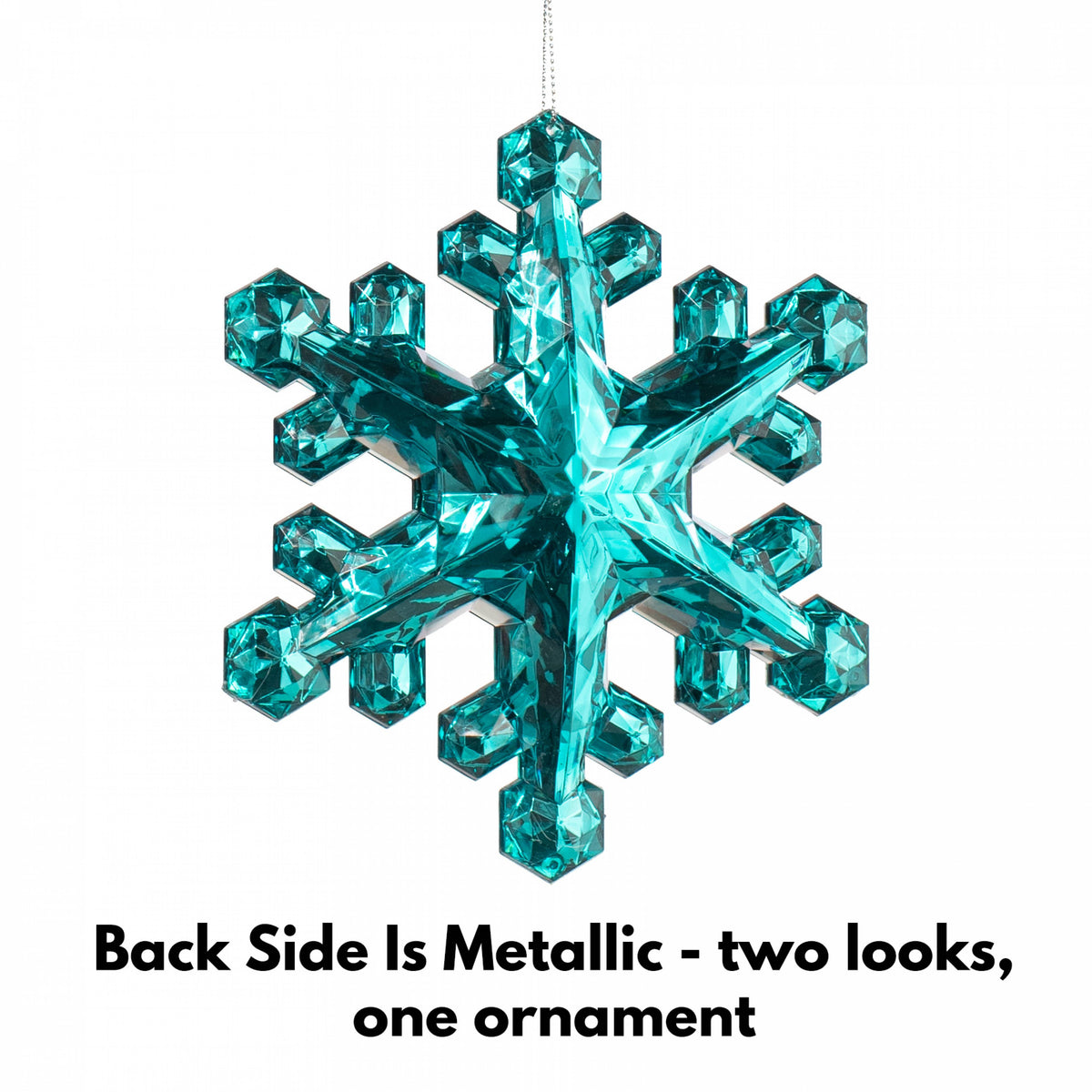 6" Jewel Snowflake Ornament: Teal detail photo 3