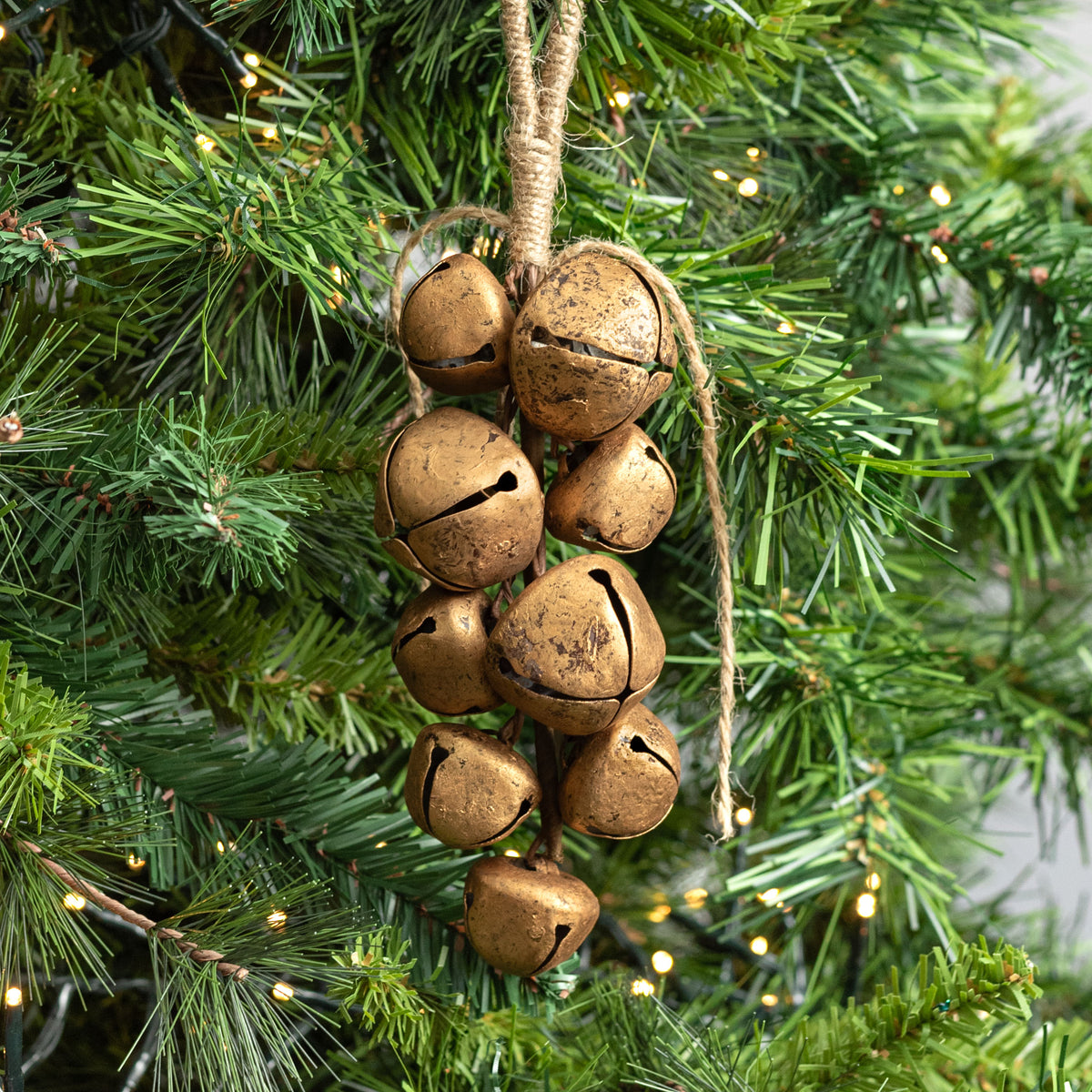 8" Jingle Bell Hanger Ornament: Antique Gold Lifestyle Photo
