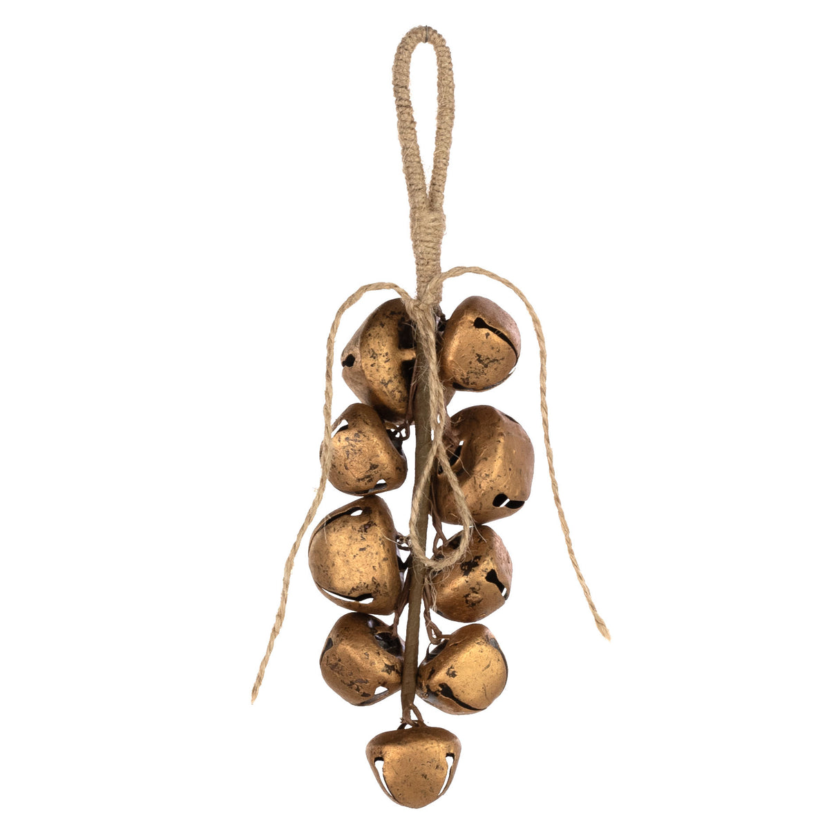 8" Jingle Bell Hanger Ornament: Antique Gold detail photo 4