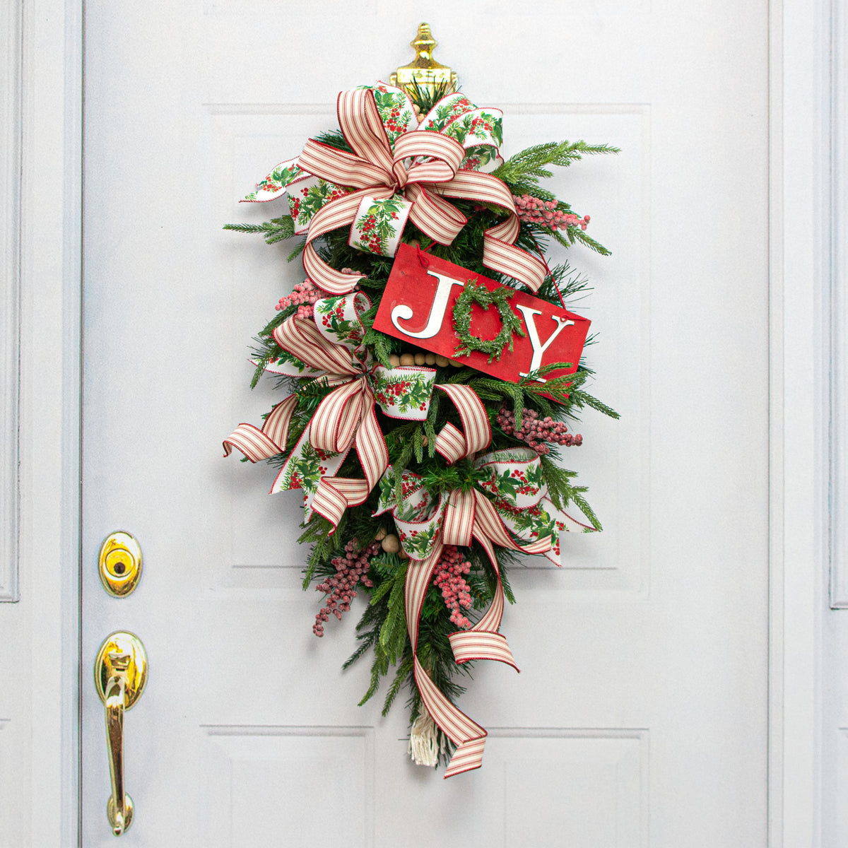 10" Joy Holly Wreath Ornament Lifestyle Photo