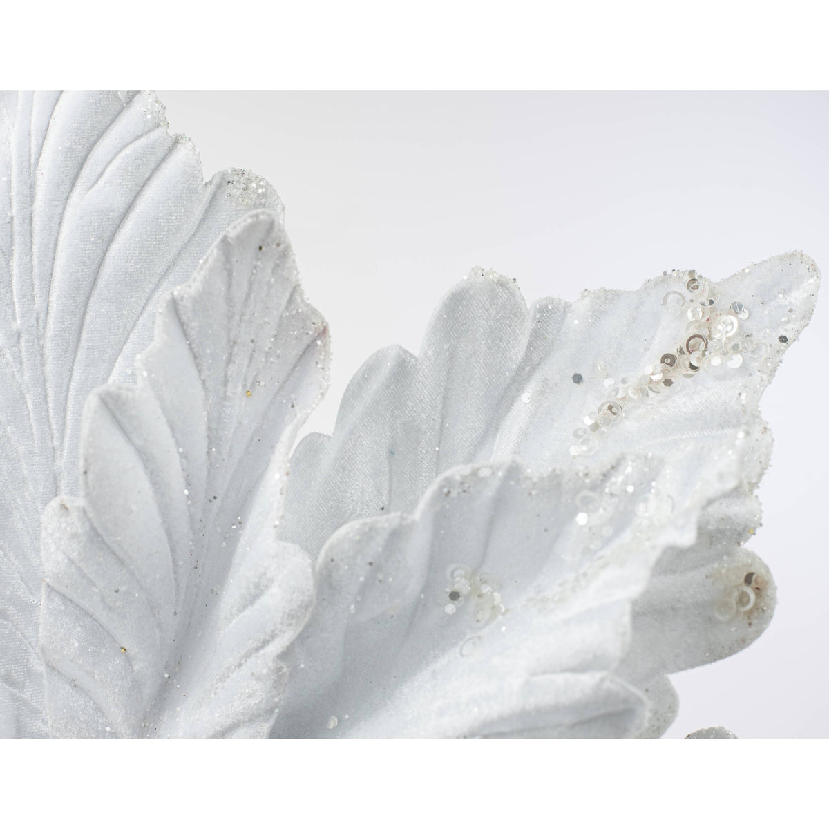 19" x 25" Jumbo Deluxe Velvet Poinsettia Stem: White Lifestyle Photo