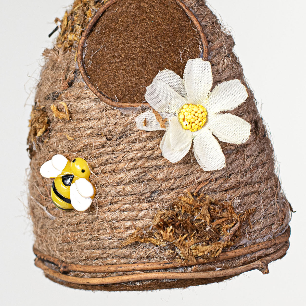 4" Jute Bee Hive Ornament detail photo 3