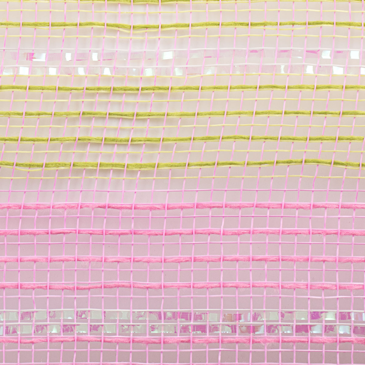 10" Jute & Iridescent Stripe Deco Mesh: Light Pink, Spring Green, White detail photo 3