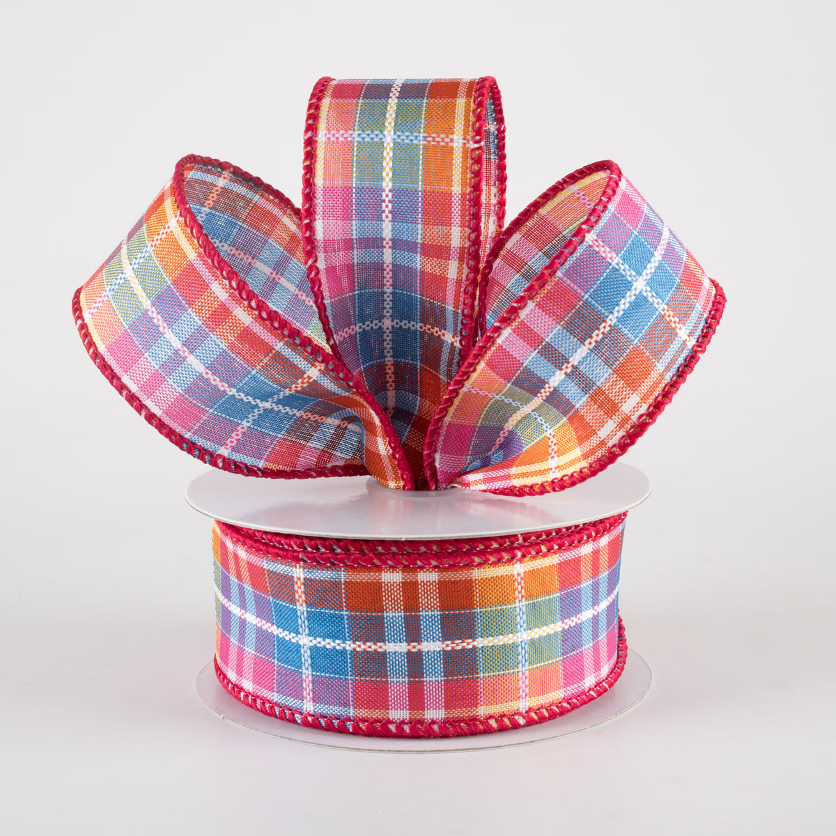 1.5" Kennedy Plaid Ribbon: Fiesta (10 Yards) Lifestyle Photo