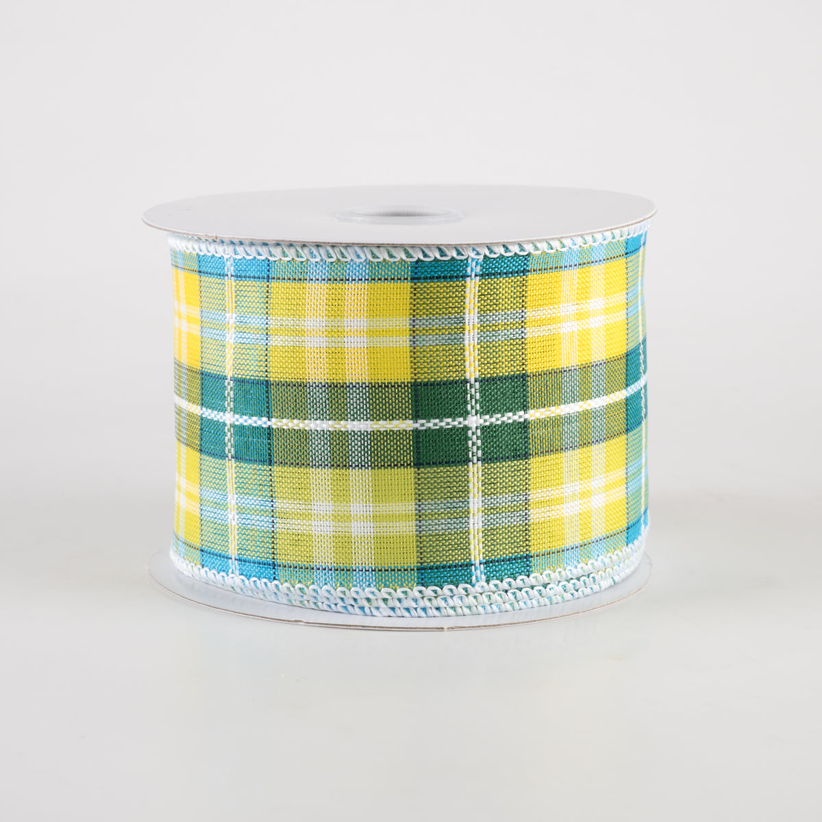 2.5" Kennedy Plaid Ribbon: Turquoise, Green, Yellow (10 Yards)