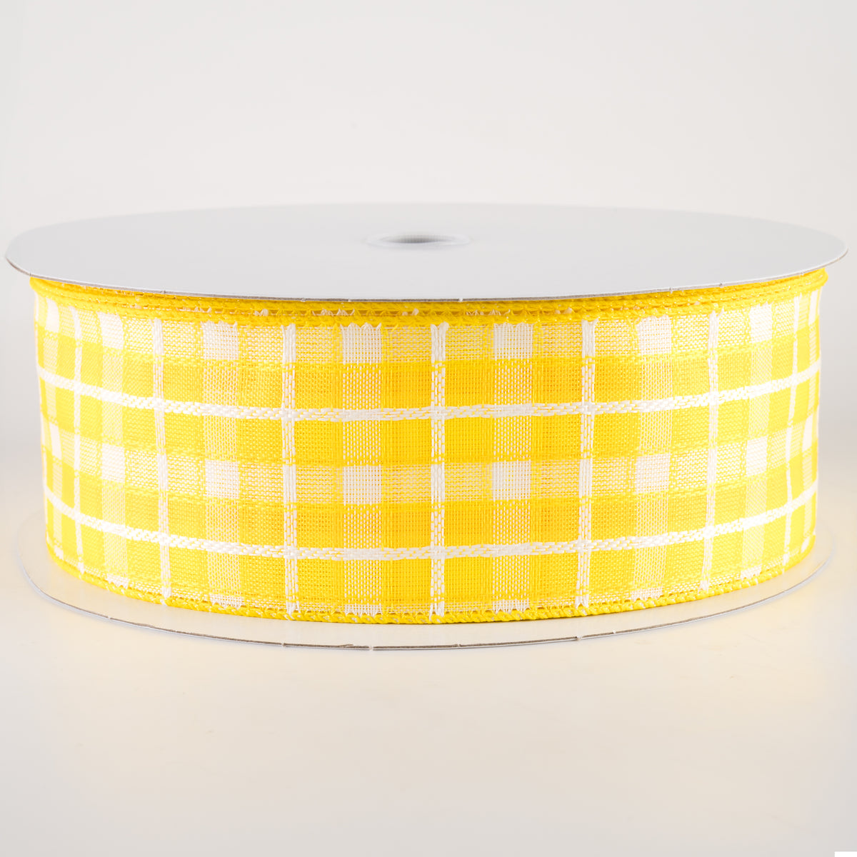 2.5" Kentini Plaid Ribbon: Yellow & White (50 Yards) Item Number: 841-40-410