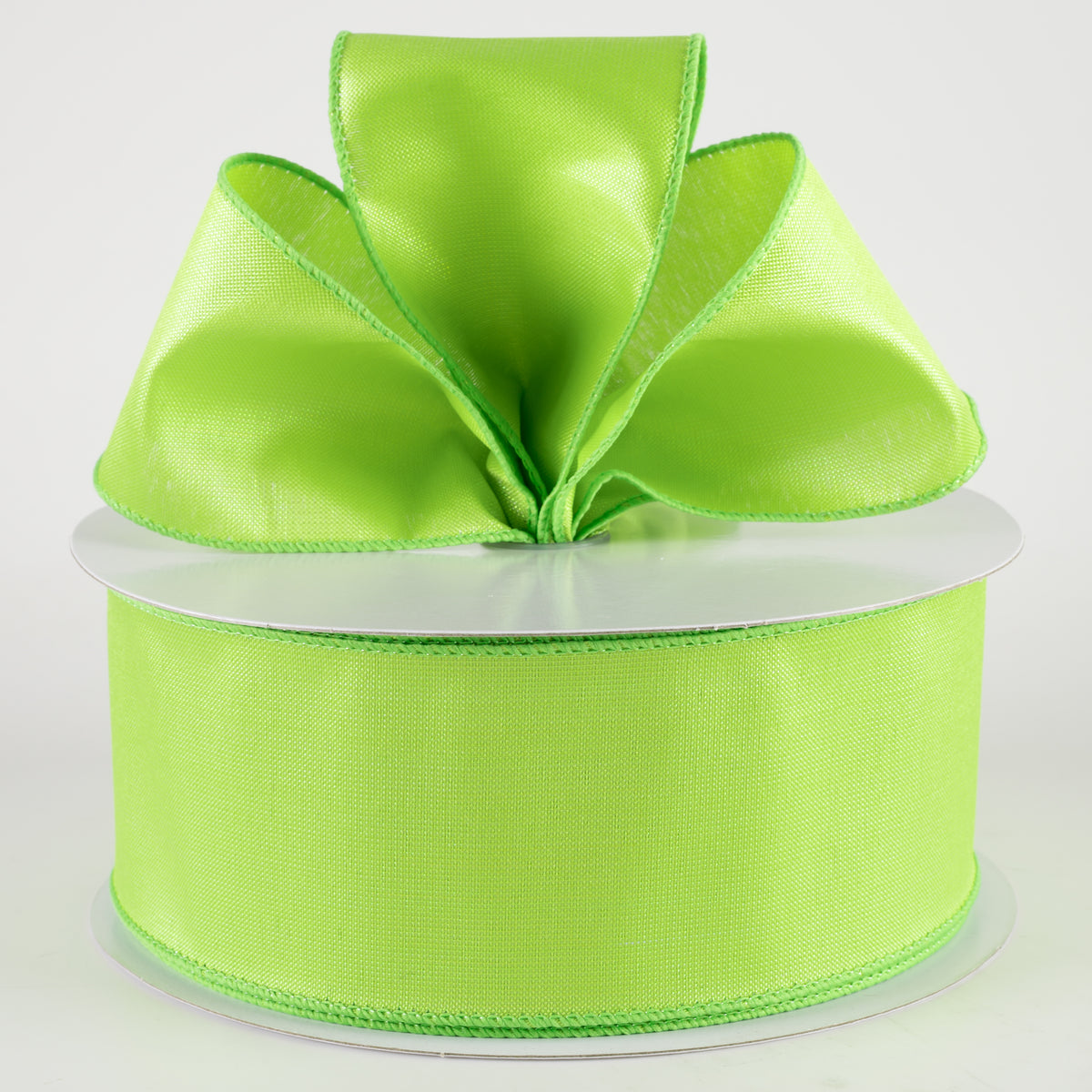 2.5" Lala Iridescent Solid Ribbon: Lime (50 Yards) detail photo 3