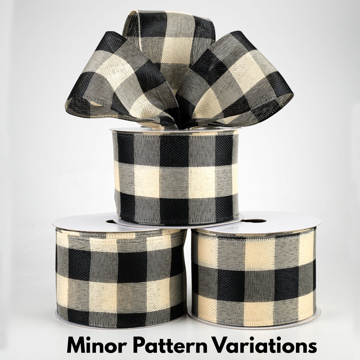 2.5" Large Buffalo Check Plaid Ribbon: Black & Ivory (10 Yards) Lifestyle Photo