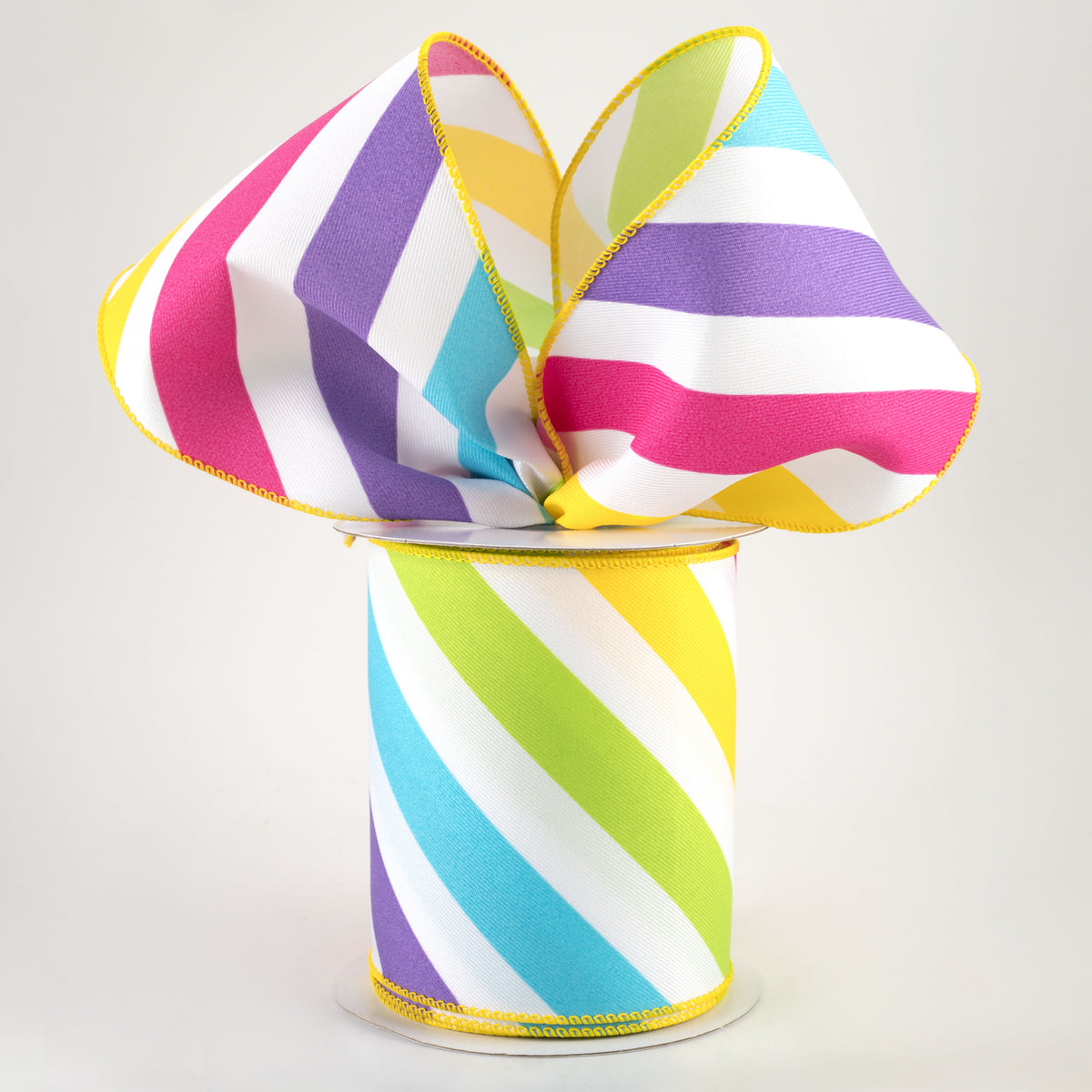 4" Large Diagonal Stripe Ribbon: Multi Brights (10 Yards) Lifestyle Photo