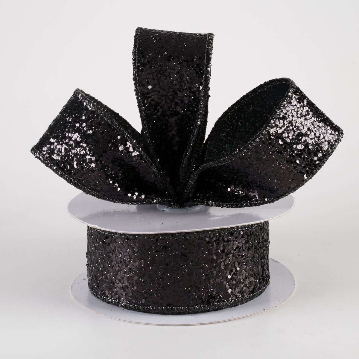 1.5" Large Glitter Ribbon: Black (10 Yards) Lifestyle Photo