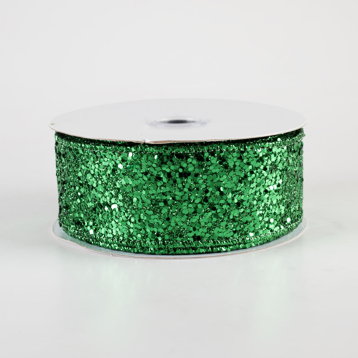 1.5" Large Glitter Ribbon: Emerald Green (10 Yards)