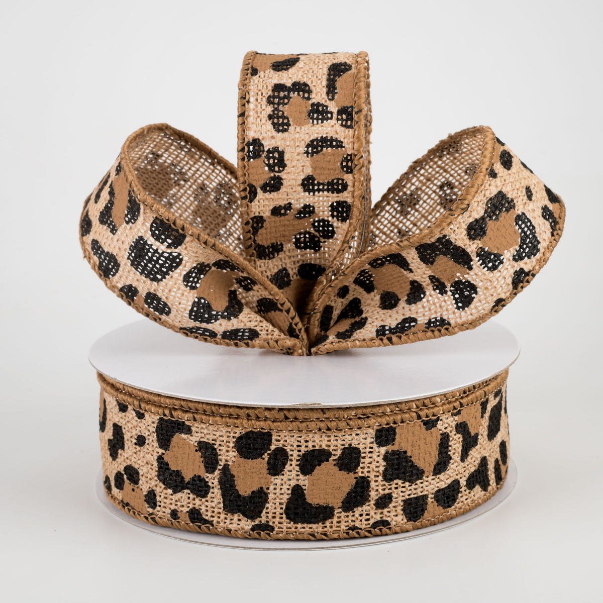1.5" Leopard Print Ribbon: Natural, Black, Brown (10 Yards) Lifestyle Photo