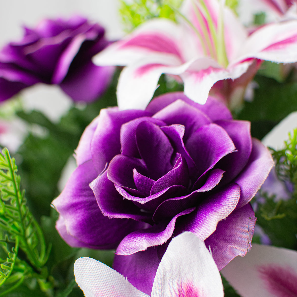 22" Lily Hydrangea Rose Bush: Purple (18 Stem) Lifestyle Photo