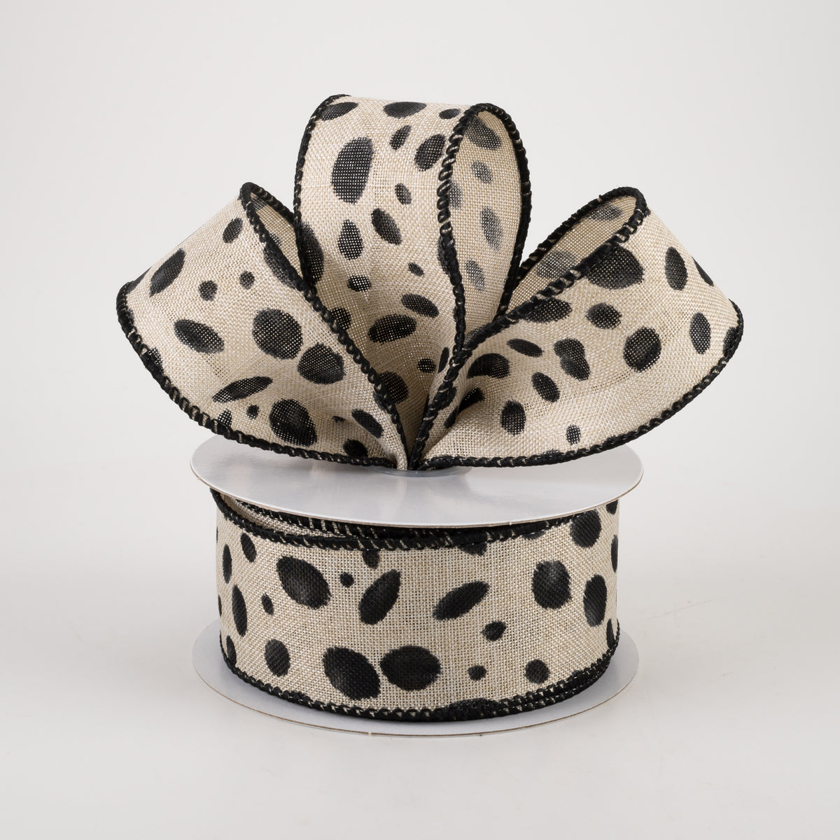 1.5" Linen Animal Cheetah Print Ribbon: Natural (10 Yards) Lifestyle Photo