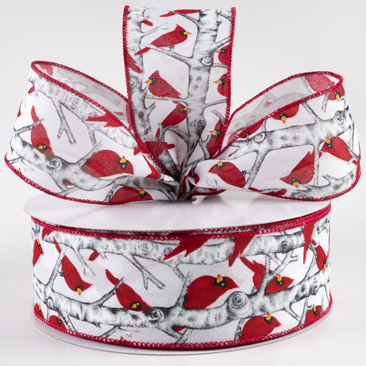 2.5" Linen Cardinal on Birch Ribbon: White (50 Yards) Lifestyle Photo