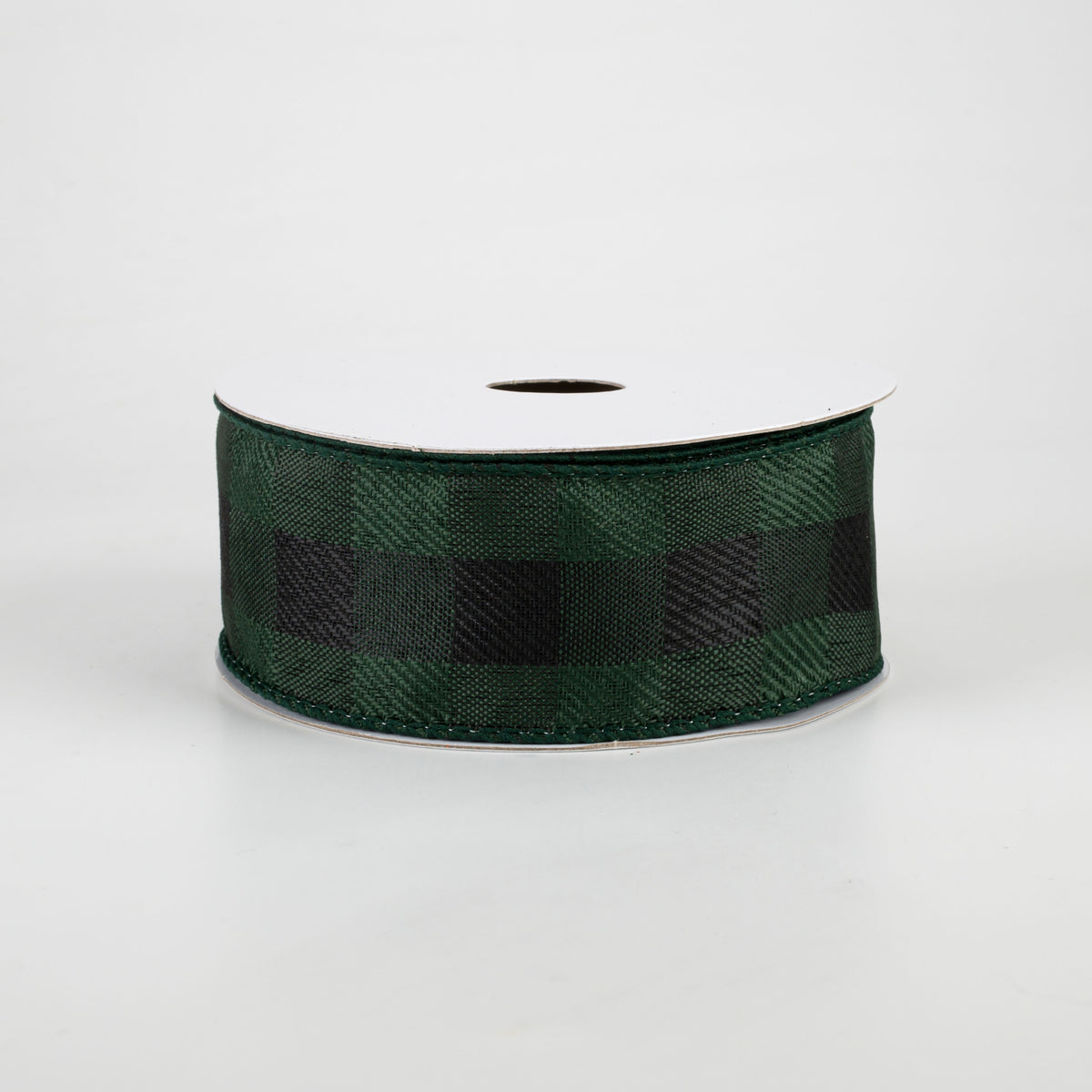 1.5" Linen Check Buffalo Plaid Ribbon: Emerald & Black (10 Yards) Item Number: 72021-09-17