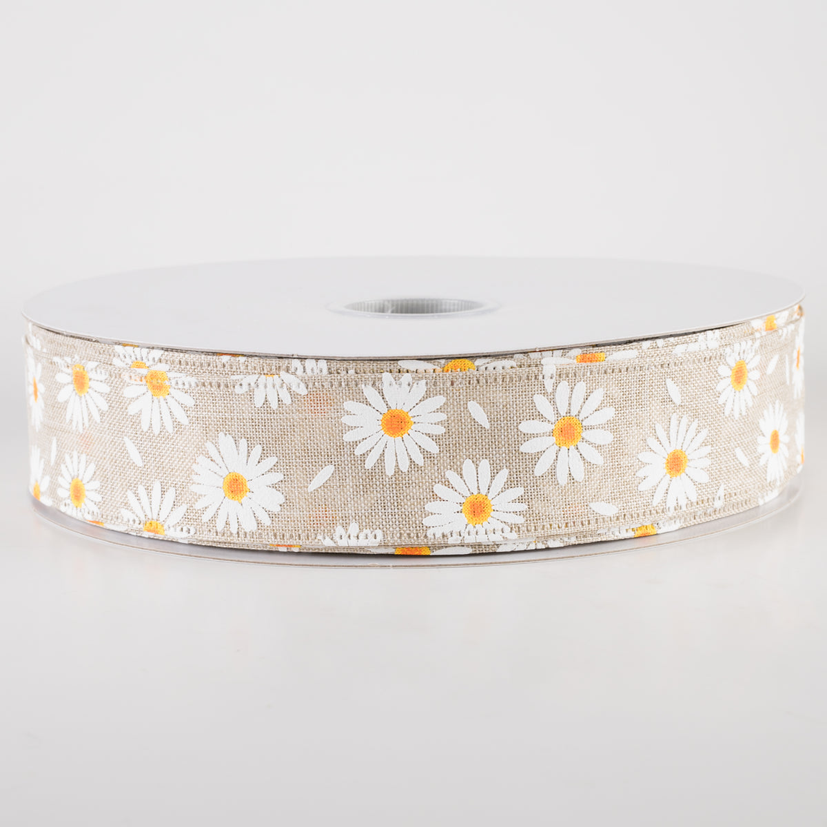 1.5" Linen Daisies & Petals Ribbon: Natural (50 Yards) Item Number: 845-09-407