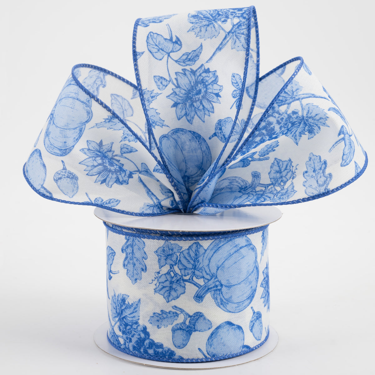 2.5" Linen Fall Toile Ribbon: Blue on Cream (10 Yards) Lifestyle Photo