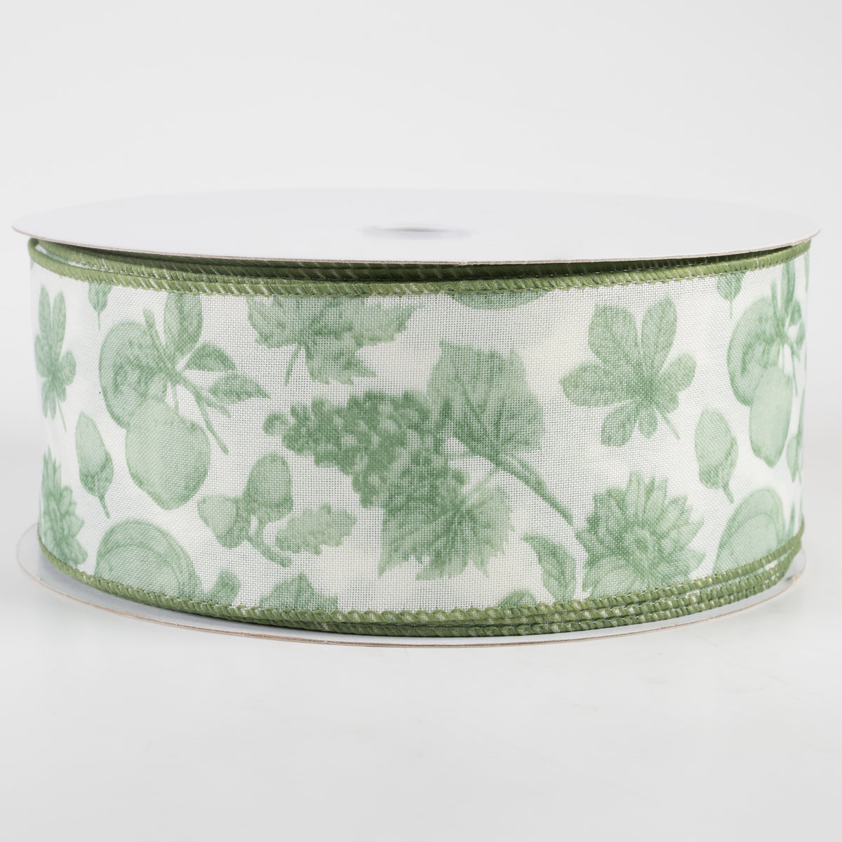 2.5" Linen Fall Toile Ribbon: Green on Cream (50 Yards) Item Number: 861-40-315