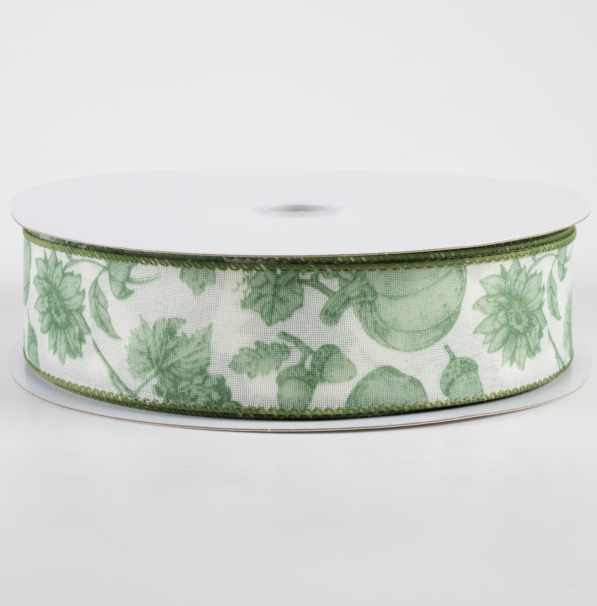 1.5" Linen Fall Toile Ribbon: Green on Cream (50 Yards) Item Number: 861-09-315