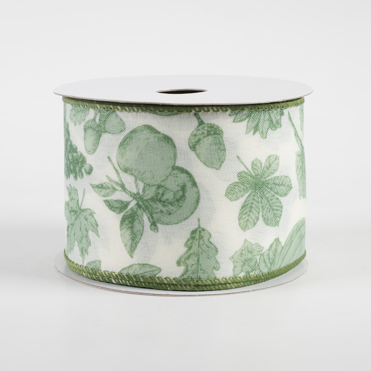 2.5" Linen Fall Toile Ribbon: Green on Cream (10 Yards)