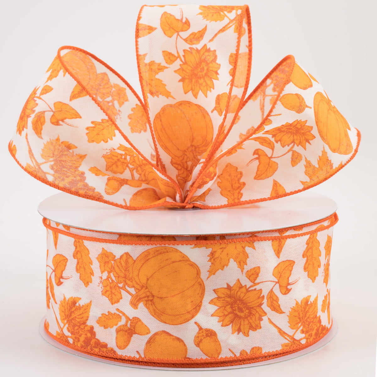 2.5" Linen Fall Toile Ribbon: Orange on Cream (50 Yards) Lifestyle Photo