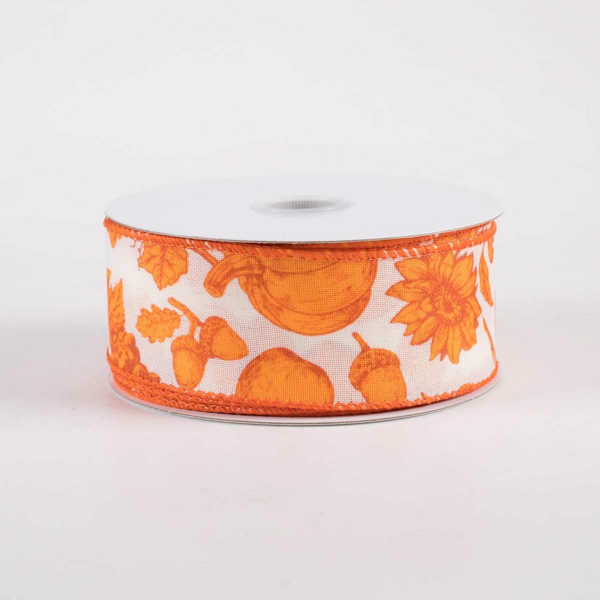 1.5" Linen Fall Toile Ribbon: Orange on Cream (10 Yards)