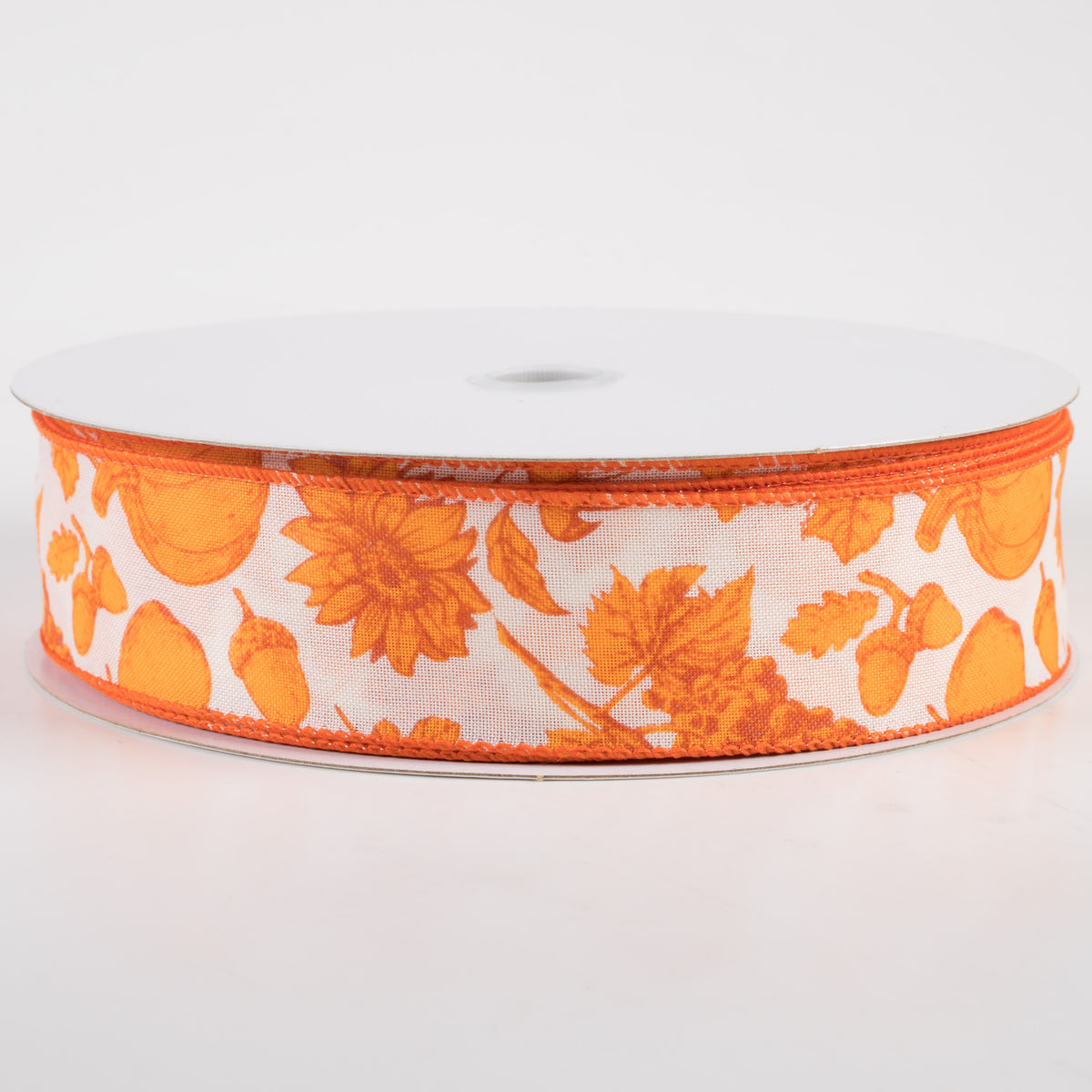 1.5" Linen Fall Toile Ribbon: Orange on Cream (50 Yards)