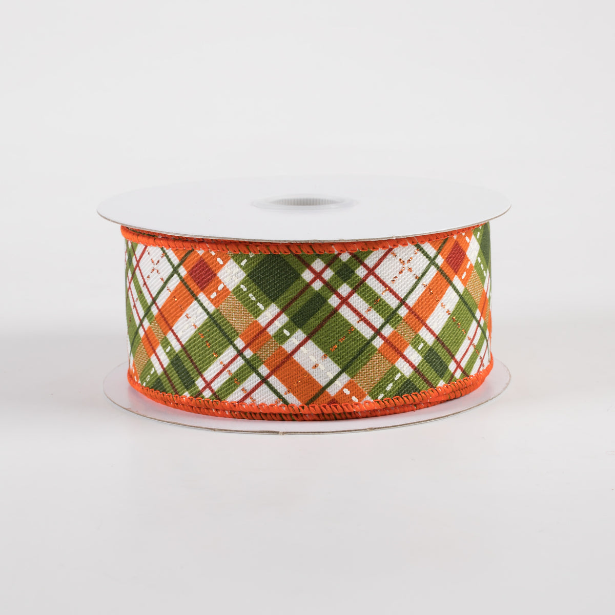 1.5" Linen Glitter Diagonal Plaid: Warm Fall (10 Yards) Item Number: 61314-09-31