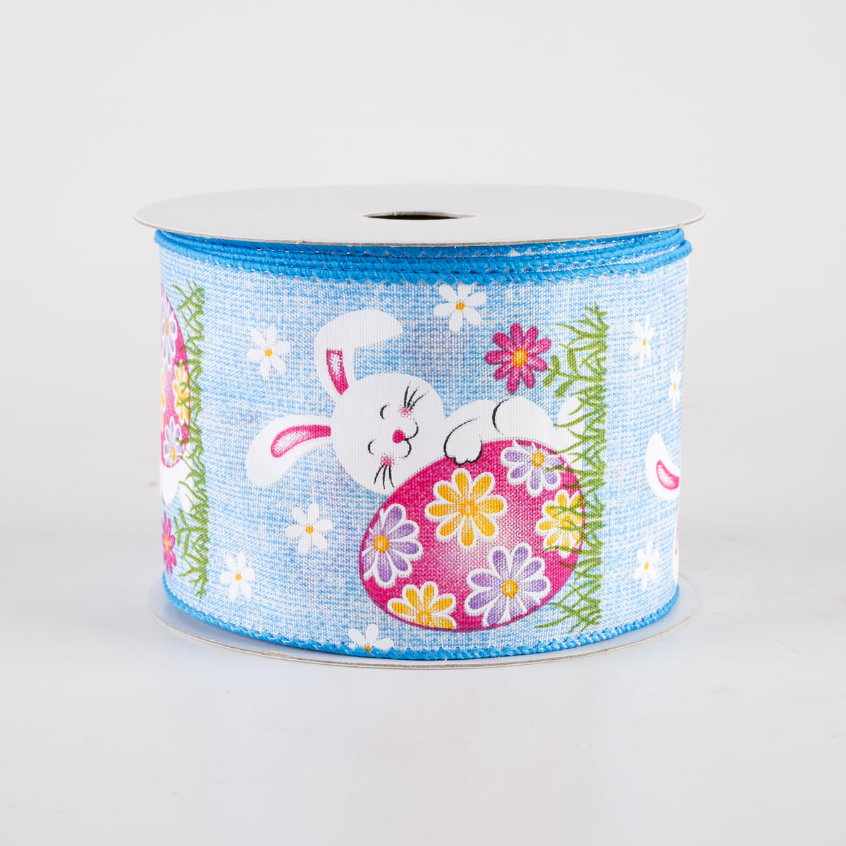 2.5" Linen Happy Bunny Egg Ribbon: Blue (10 Yards) Item Number: 31401-40-39