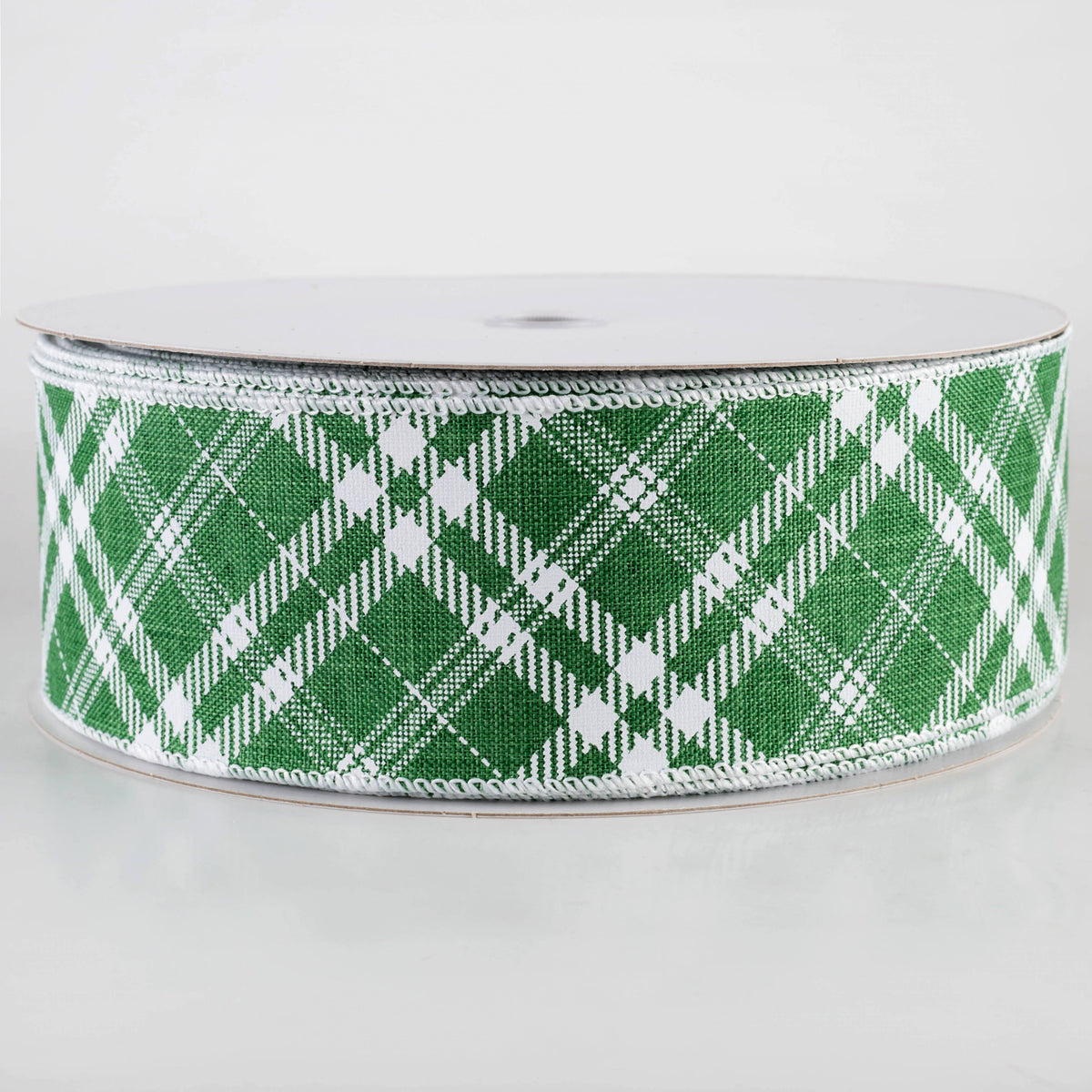 2.5" Linen Hazel Diagonal Plaid Ribbon: Green (50 Yards) Item Number: 871-40-342