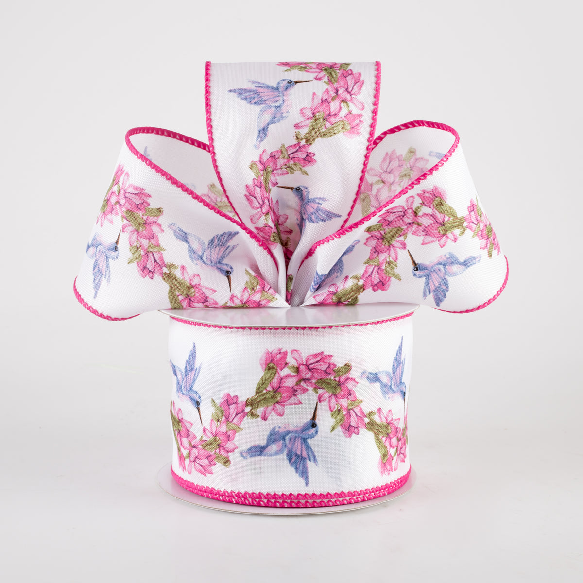 2.5" Linen Hummingbird Garland Ribbon (10 Yards) Lifestyle Photo