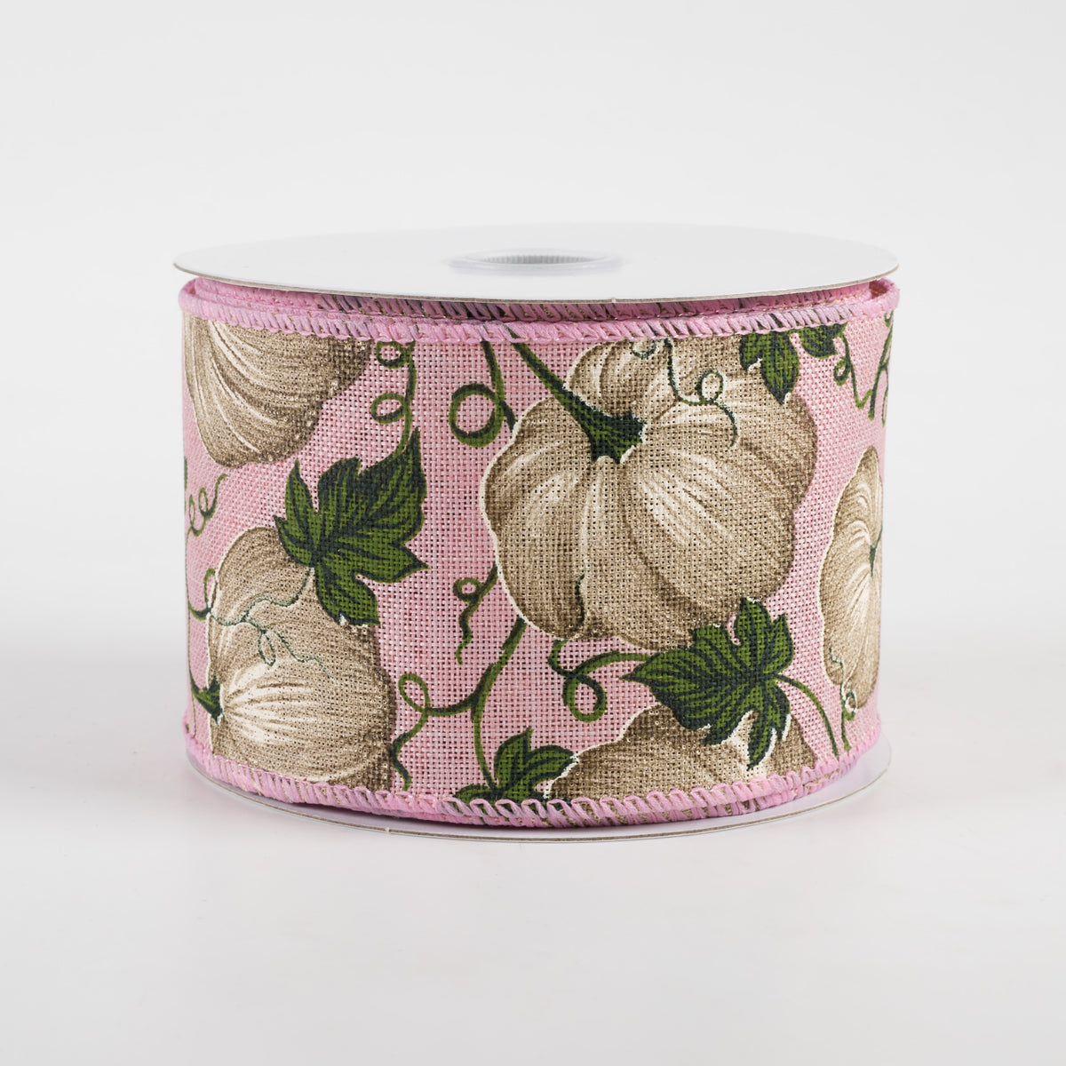 2.5" Linen Ivory Pumpkin Ribbon: Mauve Pink (10 Yards)