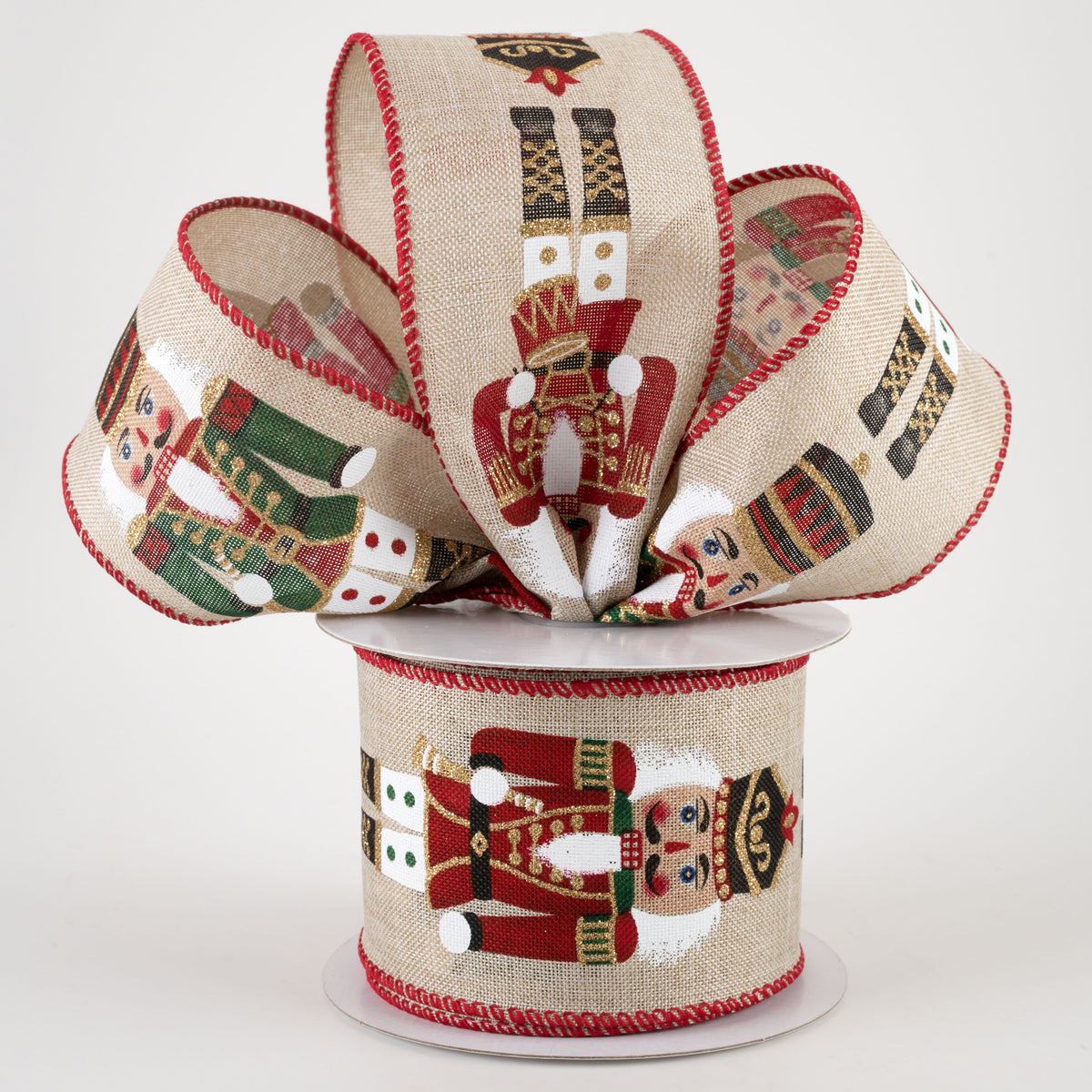 2.5" Linen Nutcracker Ribbon: Natural (10 Yards) Lifestyle Photo
