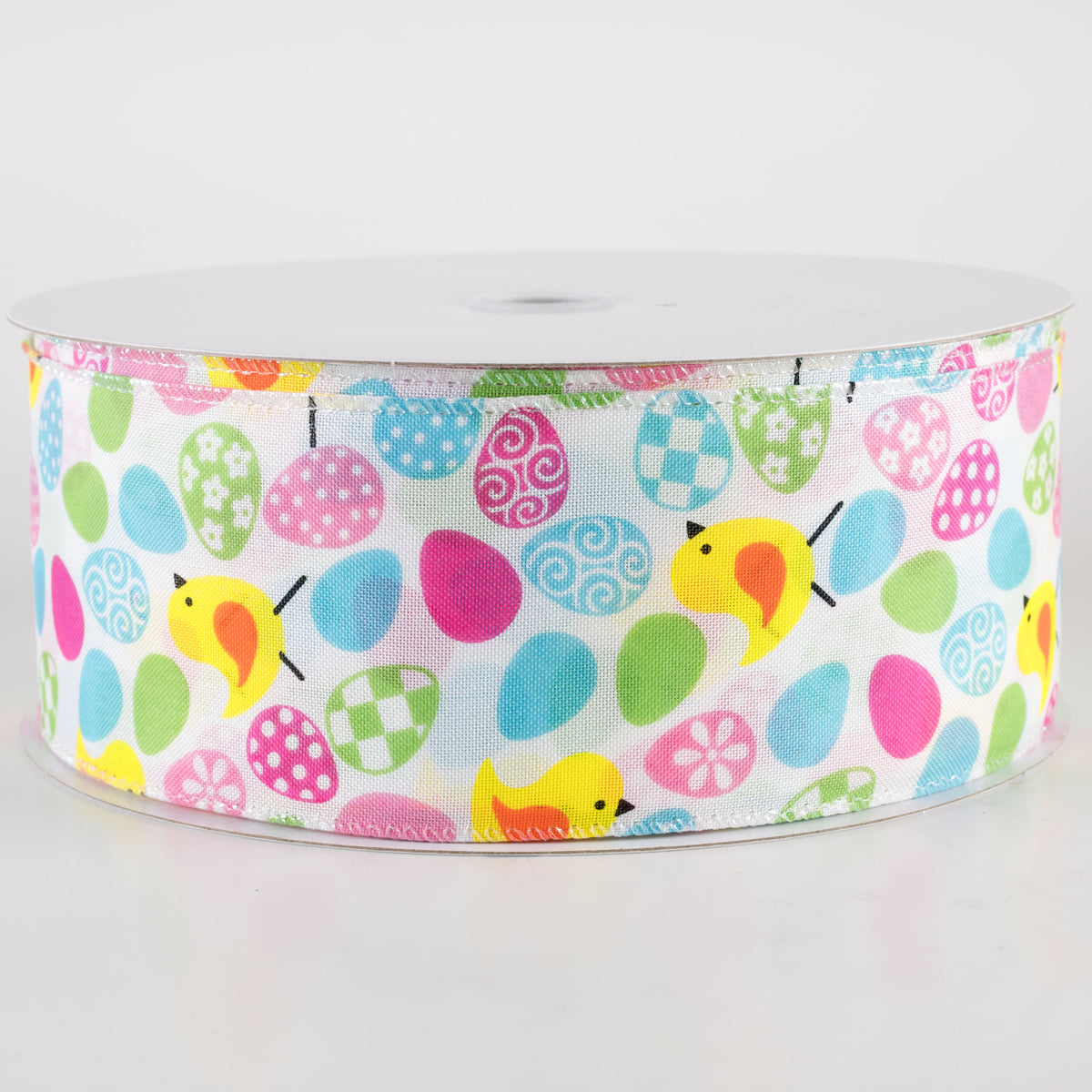 2.5" Linen Patterned Eggs & Chicks Ribbon (50 Yards) Item Number: 831-40-404